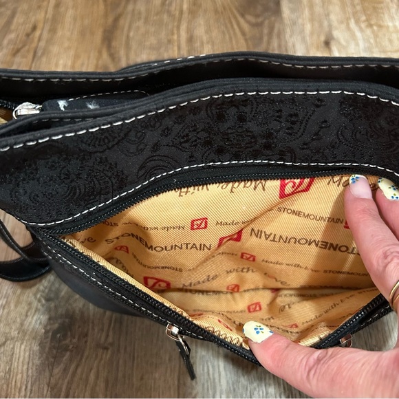 Stone Mountain Accessories Black Crossbody Bag with Embossed Design - Picture 8 of 10